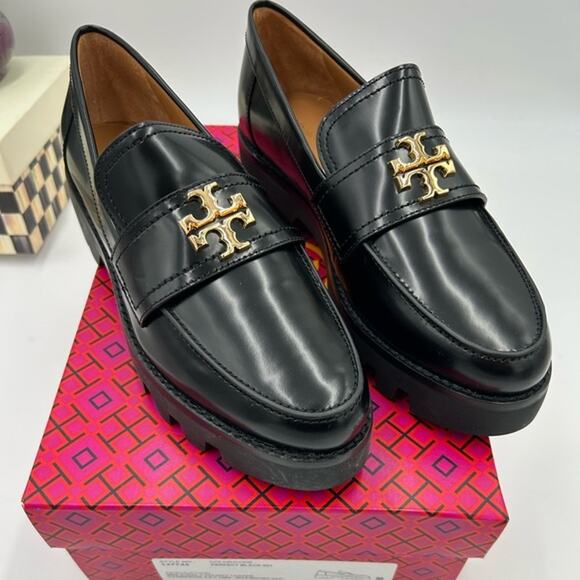 Women's Tory Burch Everly lug sole leather loafers size 8 - Picture 1 of 11